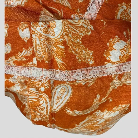 Vintage Handmade Orange Paisley Mod Mini Dress - Picture 4 of 5